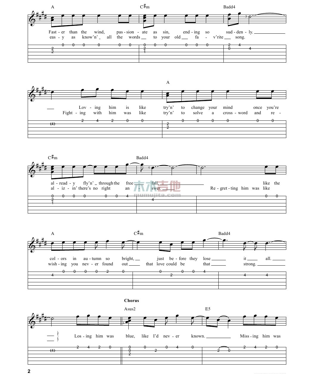 red吉他谱 G调_木木吉他编配_Taylor Swift red吉他谱 G调_木木吉他编配_Taylor Swift