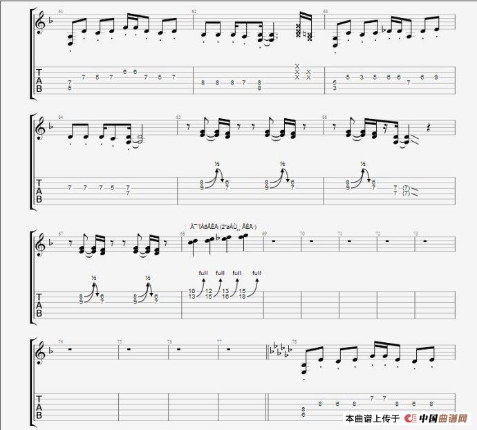 孤独啊指弹谱 原调六线谱_中国曲谱网编配_CNBLUE 孤独啊指弹谱 原调六线谱_中国曲谱网编配_CNBLUE