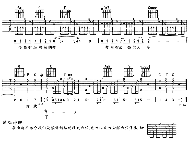 你就像个小孩吉他谱 C调六线谱_附前奏_阿杜