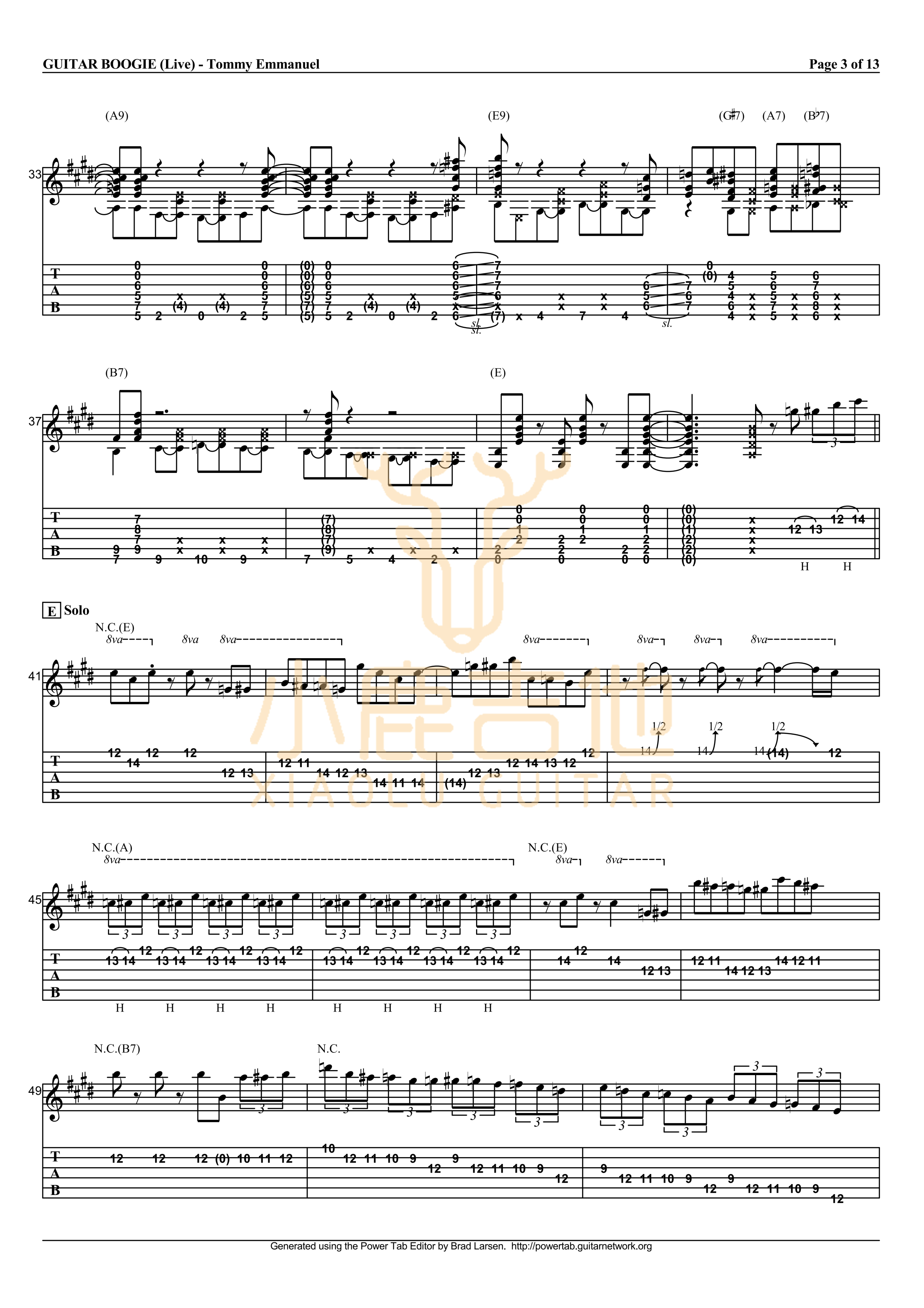 Guitar Boogie-Tommy Emmanuel指弹吉他谱_小鹿吉他 Guitar Boogie-Tommy Emmanuel指弹吉他谱_小鹿吉他