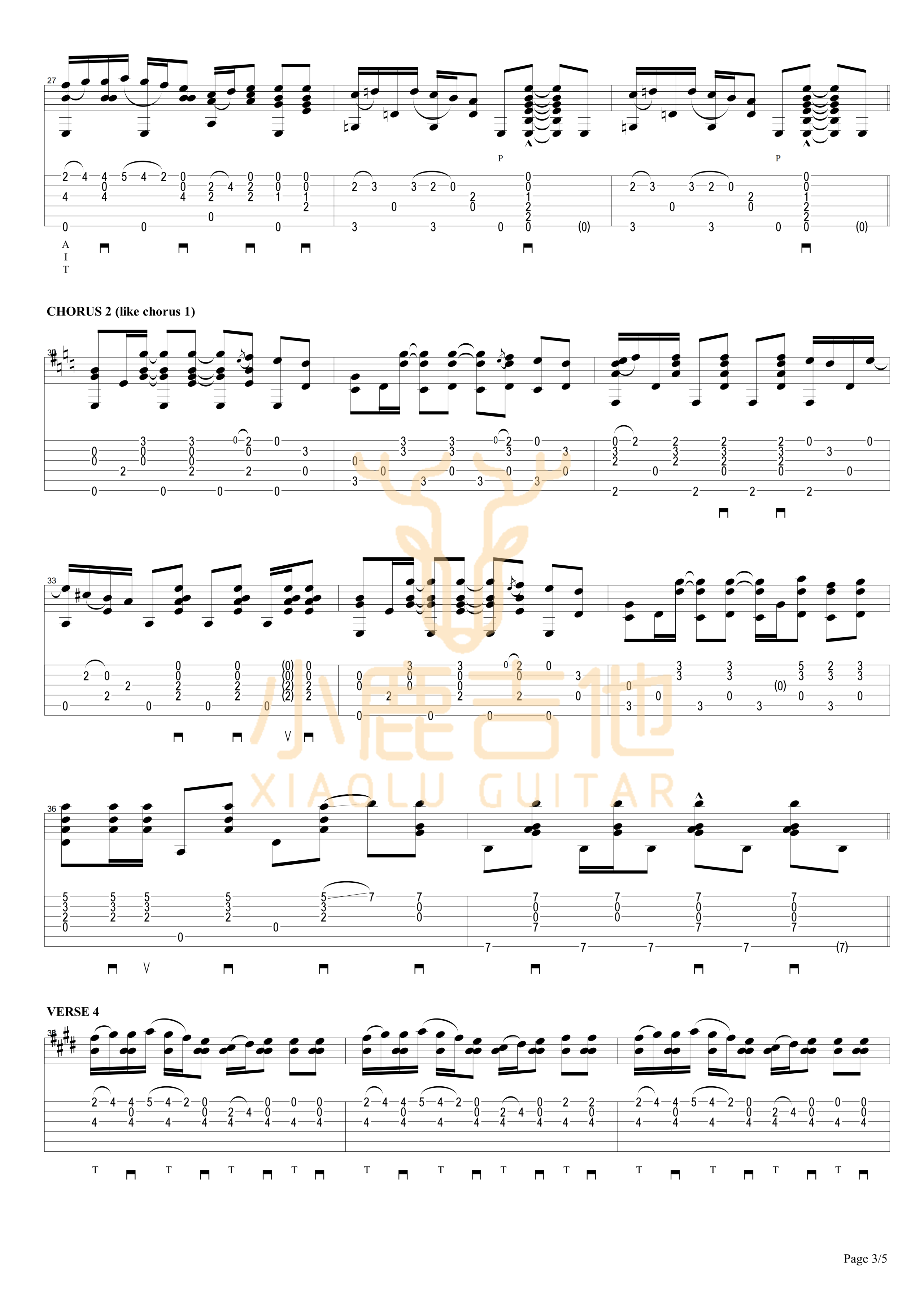 THE JOLLY SWAGMAN-Tommy Emmanuel指弹吉他谱(小鹿吉他) THE JOLLY SWAGMAN-Tommy Emmanuel指弹吉他谱(小鹿吉他)