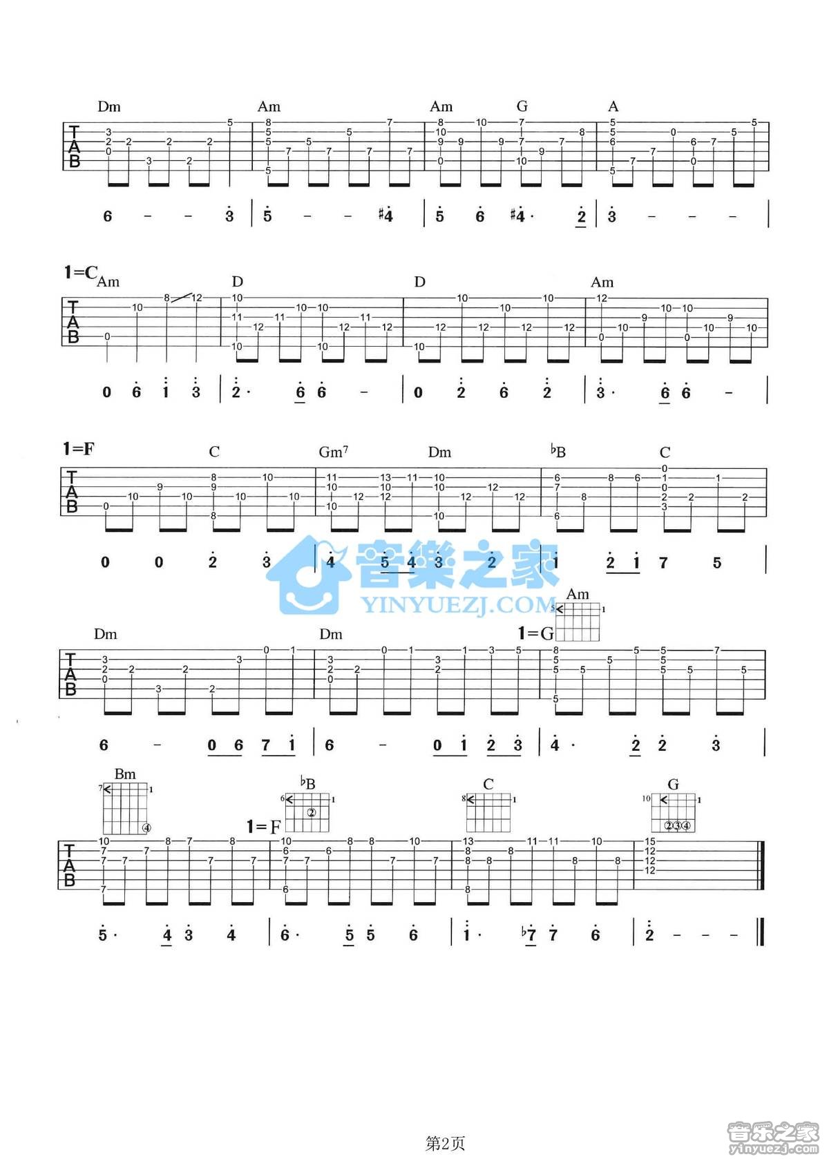出埃及记吉他谱 F调六线谱_音乐之家编配_马克西姆 出埃及记吉他谱 F调六线谱_音乐之家编配_马克西姆