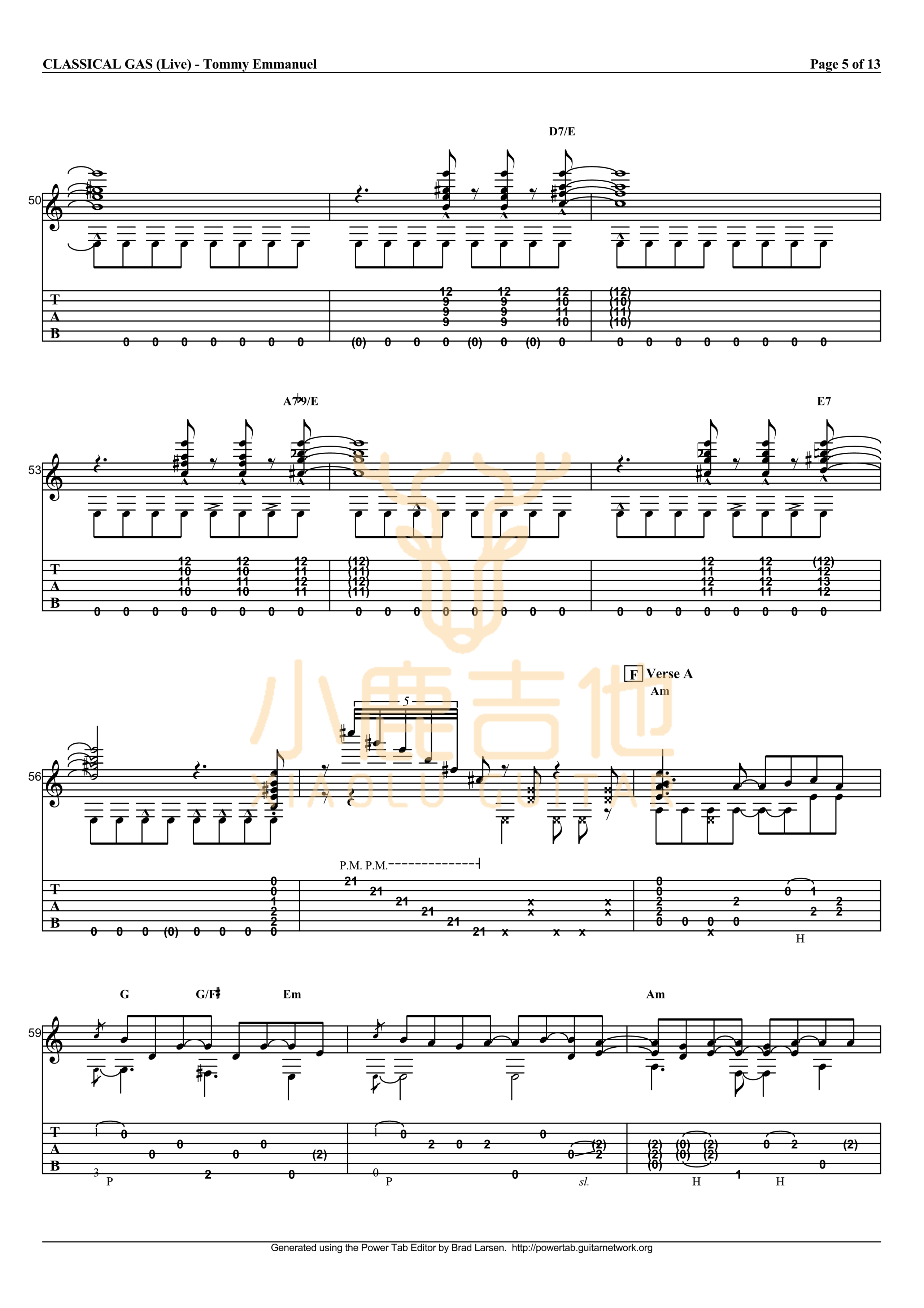 Classical Gas-Tommy Emmanuel指弹吉他谱