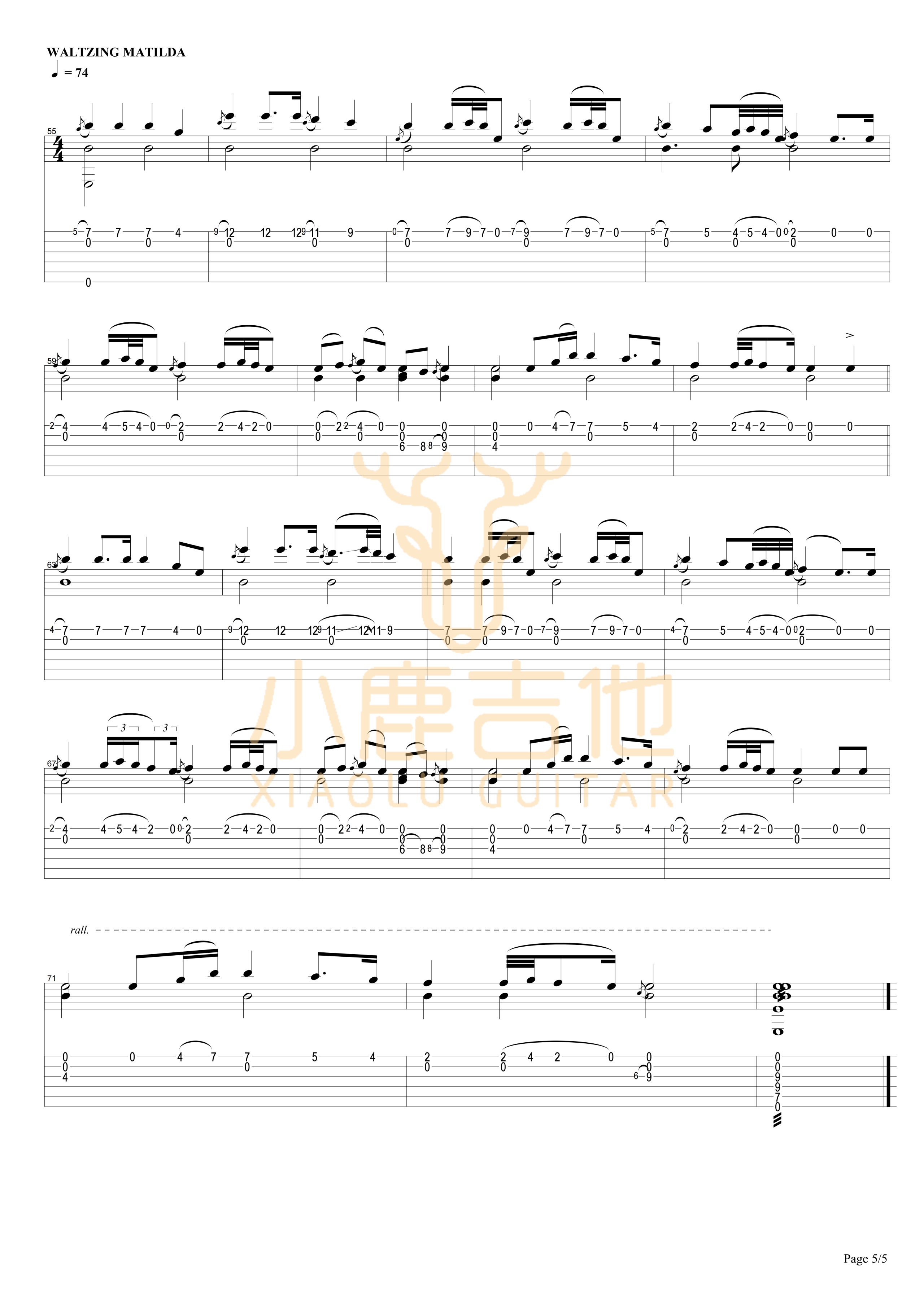 THE JOLLY SWAGMAN-Tommy Emmanuel指弹吉他谱(小鹿吉他) THE JOLLY SWAGMAN-Tommy Emmanuel指弹吉他谱(小鹿吉他)