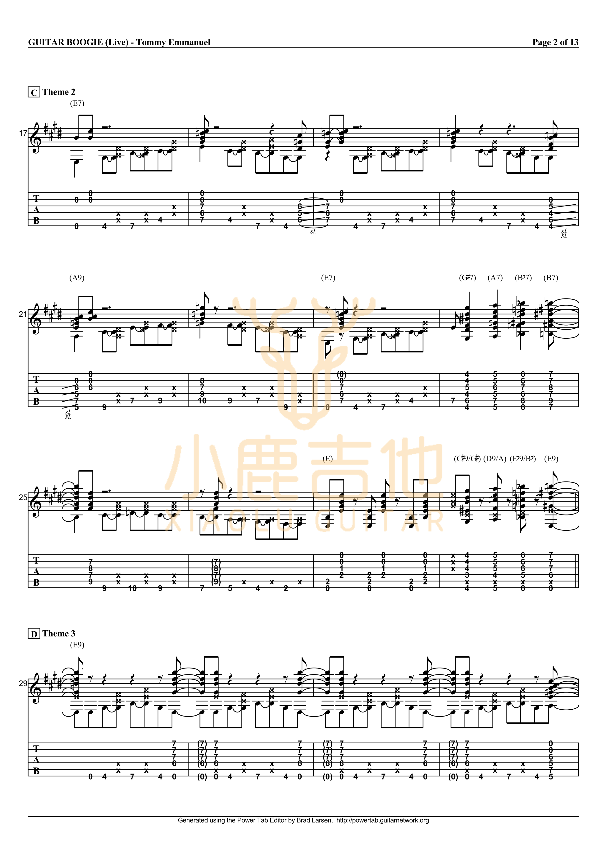 Guitar Boogie-Tommy Emmanuel指弹吉他谱_小鹿吉他 Guitar Boogie-Tommy Emmanuel指弹吉他谱_小鹿吉他