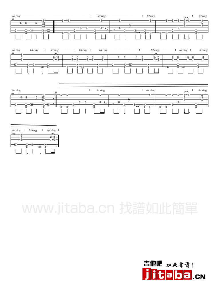beat it指弹谱 E调六线谱_吉他吧编配_迈克尔杰克逊 beat it指弹谱 E调六线谱_吉他吧编配_迈克尔杰克逊