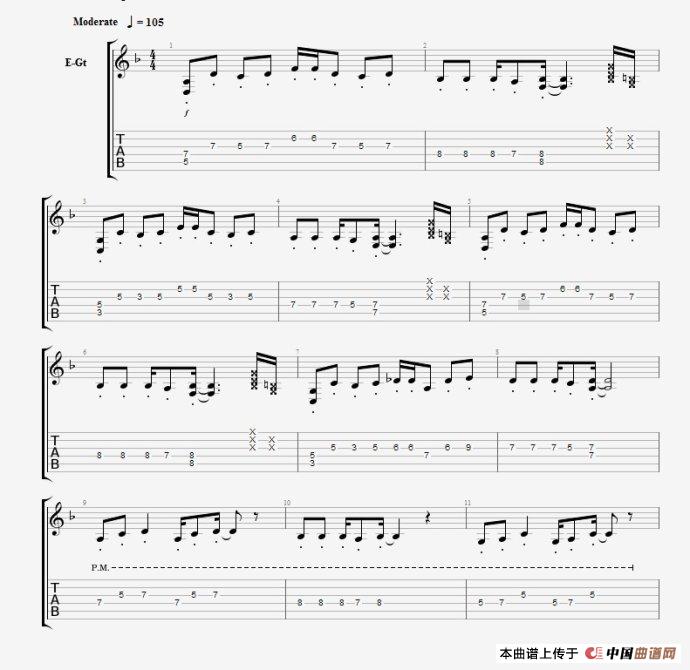 孤独啊指弹谱 原调六线谱_中国曲谱网编配_CNBLUE 孤独啊指弹谱 原调六线谱_中国曲谱网编配_CNBLUE