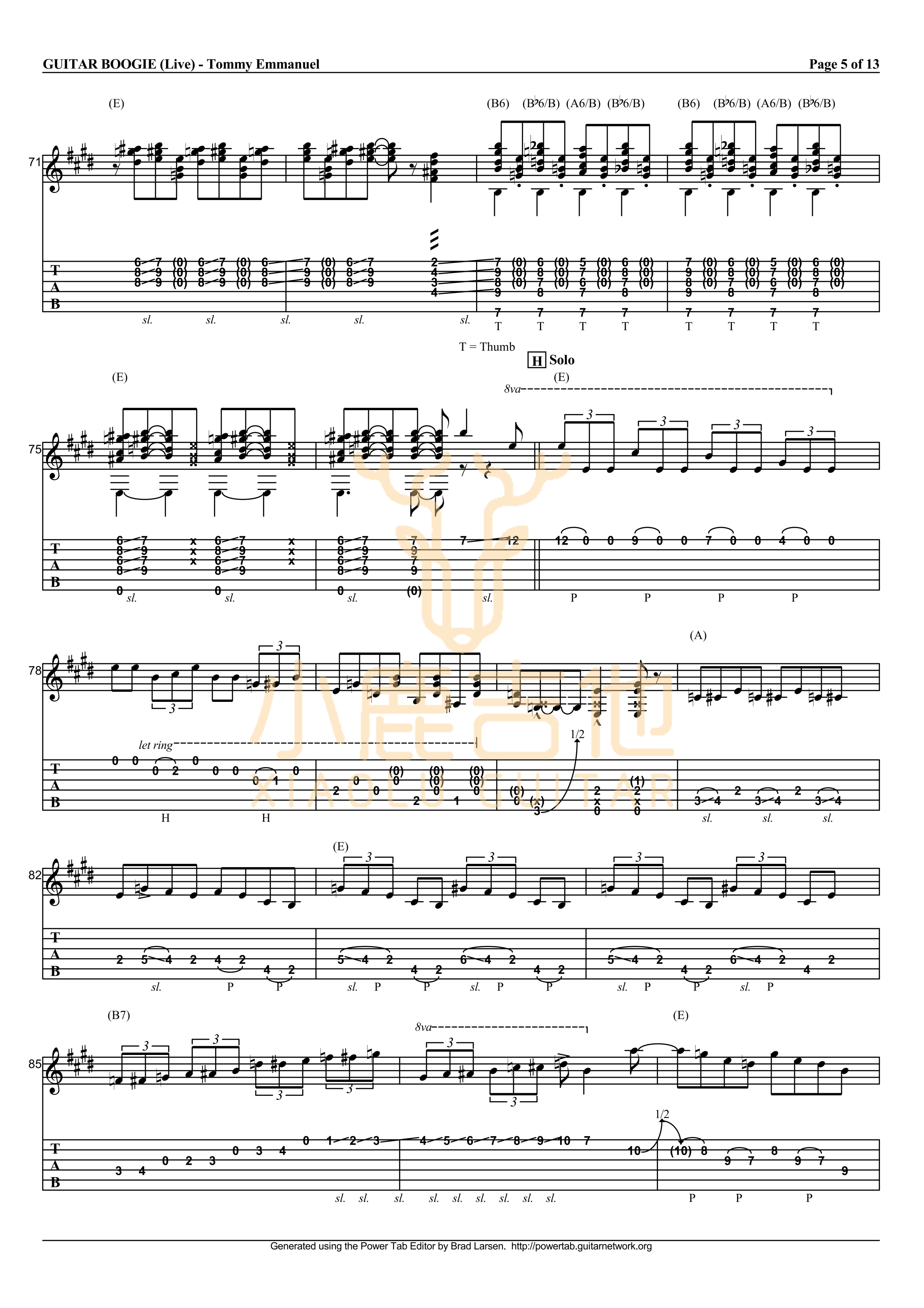 Guitar Boogie-Tommy Emmanuel指弹吉他谱_小鹿吉他 Guitar Boogie-Tommy Emmanuel指弹吉他谱_小鹿吉他