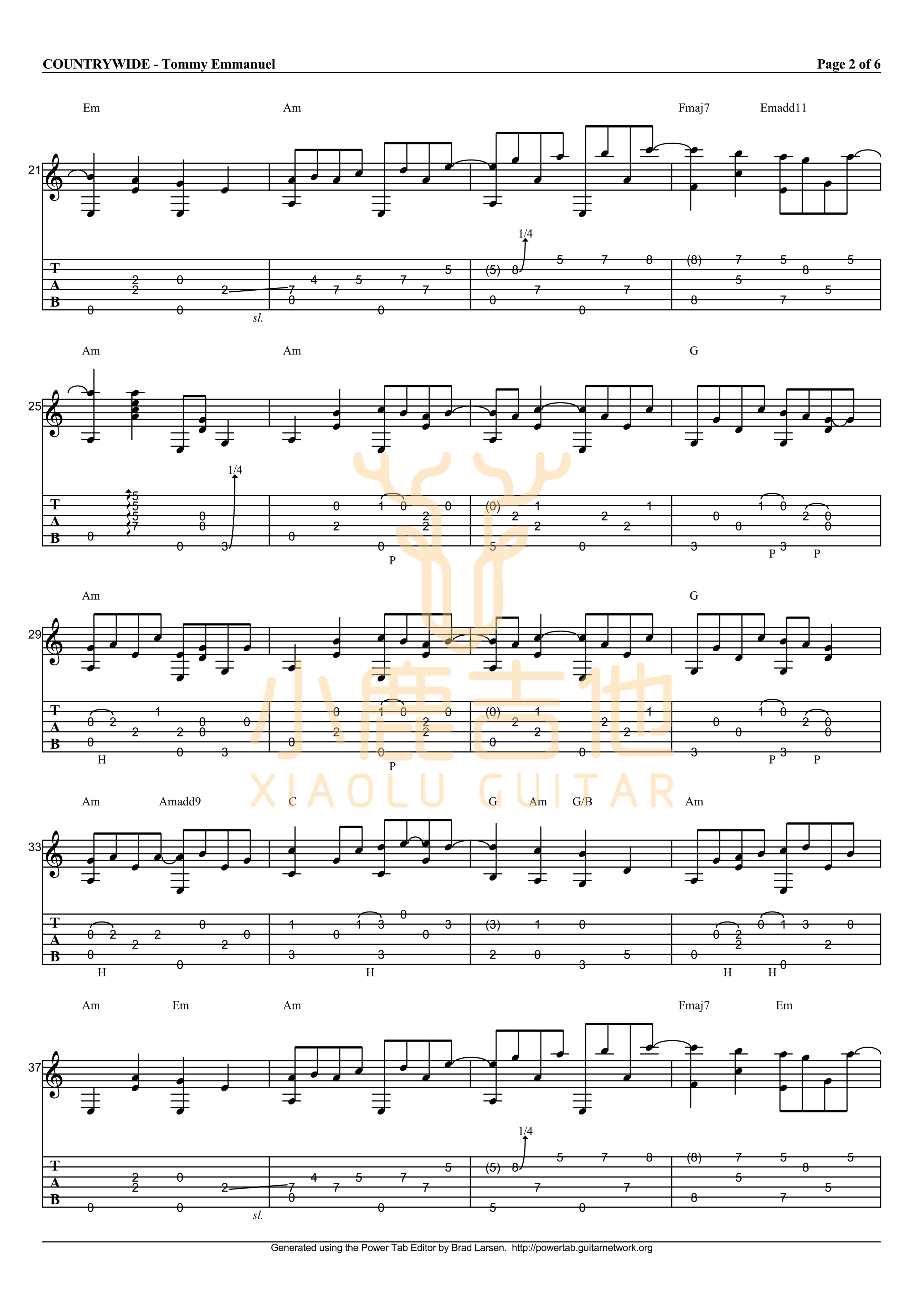 Countrywide-Tommy Emmanuel指弹吉他谱_小鹿吉他 Countrywide-Tommy Emmanuel指弹吉他谱_小鹿吉他