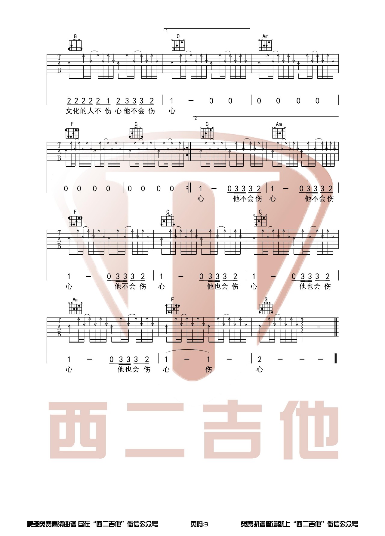 没有理想的人不伤心吉他谱 C调_西二吉他编配_新裤子乐队 没有理想的人不伤心吉他谱 C调_西二吉他编配_新裤子乐队