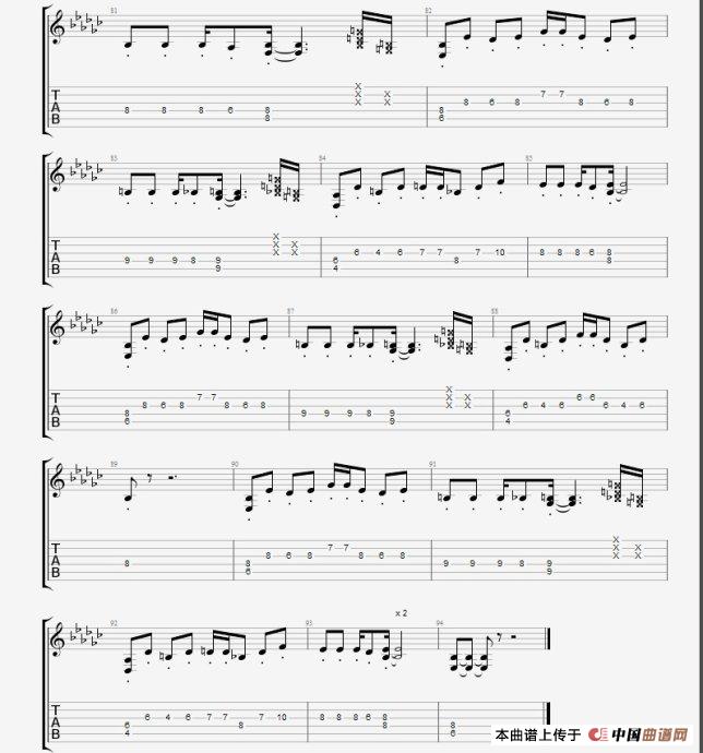 孤独啊指弹谱 原调六线谱_中国曲谱网编配_CNBLUE 孤独啊指弹谱 原调六线谱_中国曲谱网编配_CNBLUE