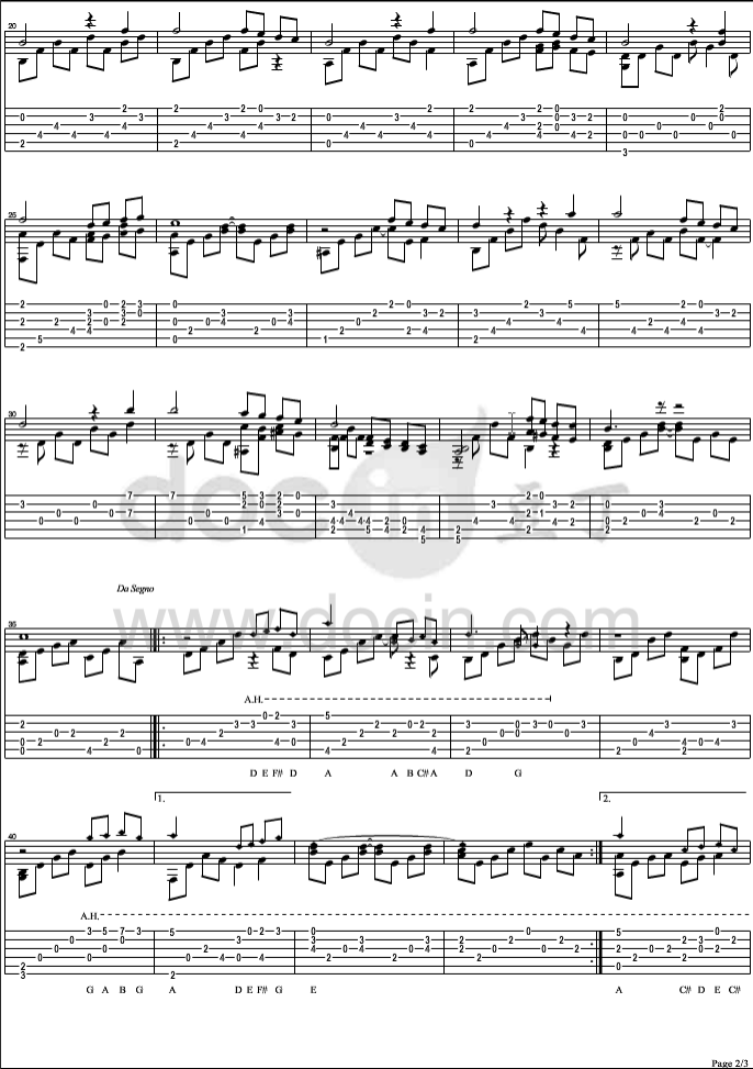 Sundial Dreams指弹谱 C调六线谱_豆丁网编配_Kevin Kern