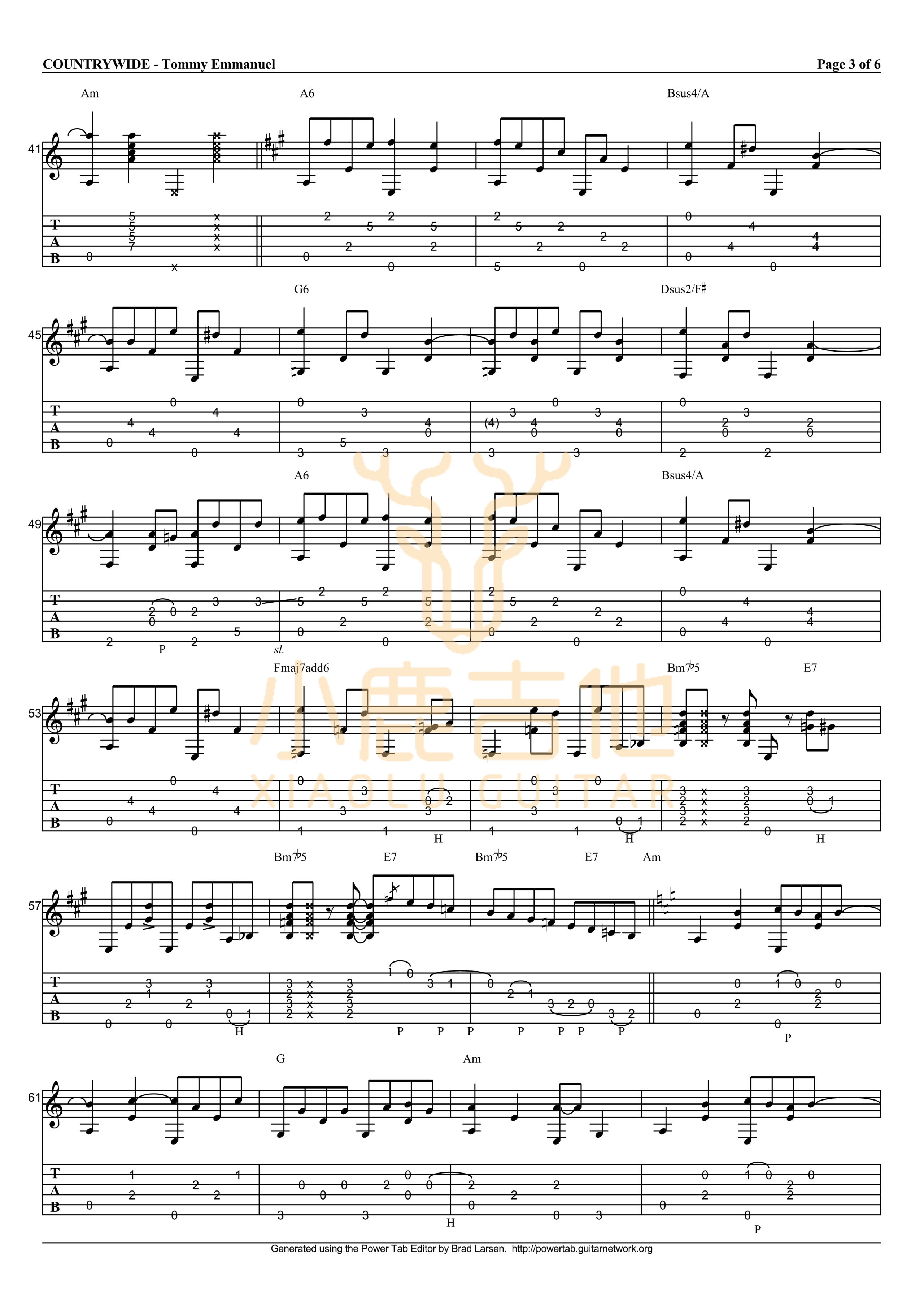 Countrywide-Tommy Emmanuel指弹吉他谱_小鹿吉他 Countrywide-Tommy Emmanuel指弹吉他谱_小鹿吉他