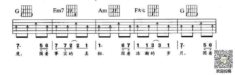 长城吉他谱 C调扫弦版_音乐之家编配_Beyond
