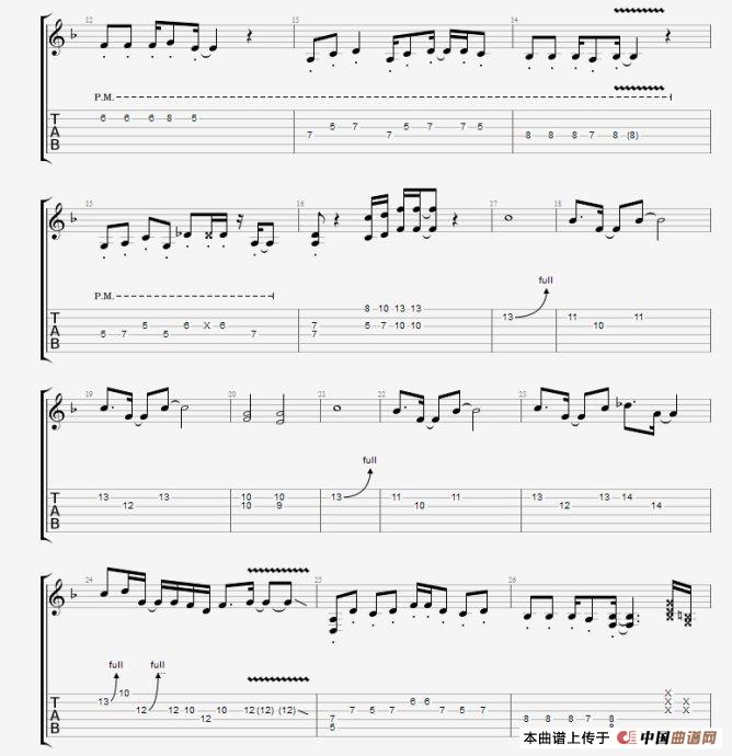 孤独啊指弹谱 原调六线谱_中国曲谱网编配_CNBLUE 孤独啊指弹谱 原调六线谱_中国曲谱网编配_CNBLUE