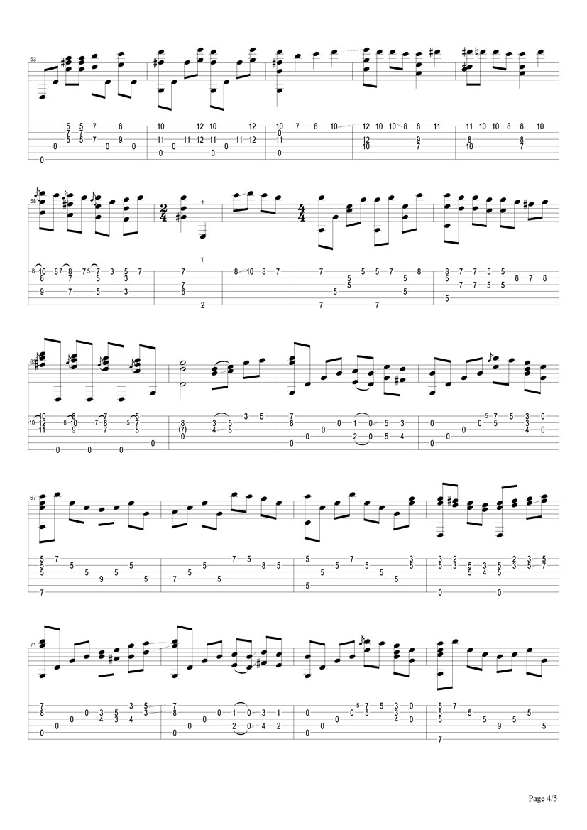 vincent指弹谱 原调六线谱_搜谱网编配_Chet Atkins vincent指弹谱 原调六线谱_搜谱网编配_Chet Atkins