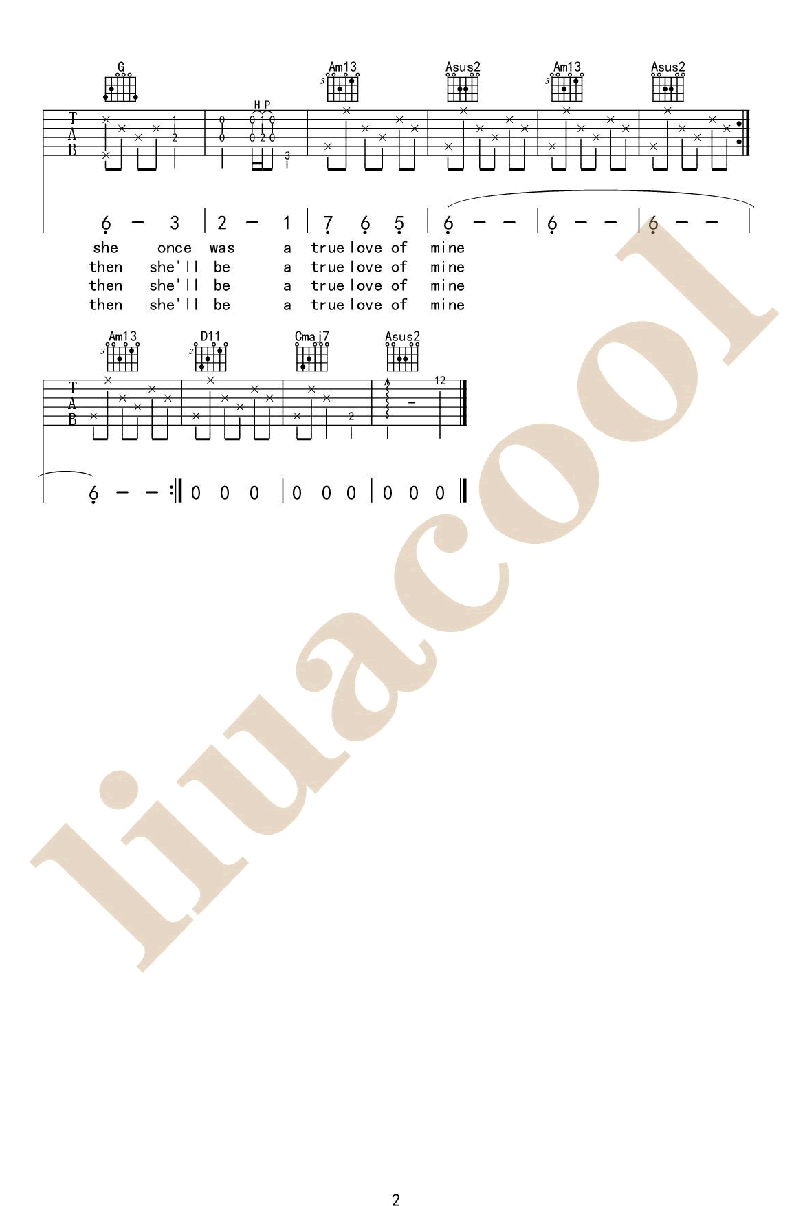 斯卡布罗集市吉他谱 C调六线谱_licacool编配_Scarborough Fair