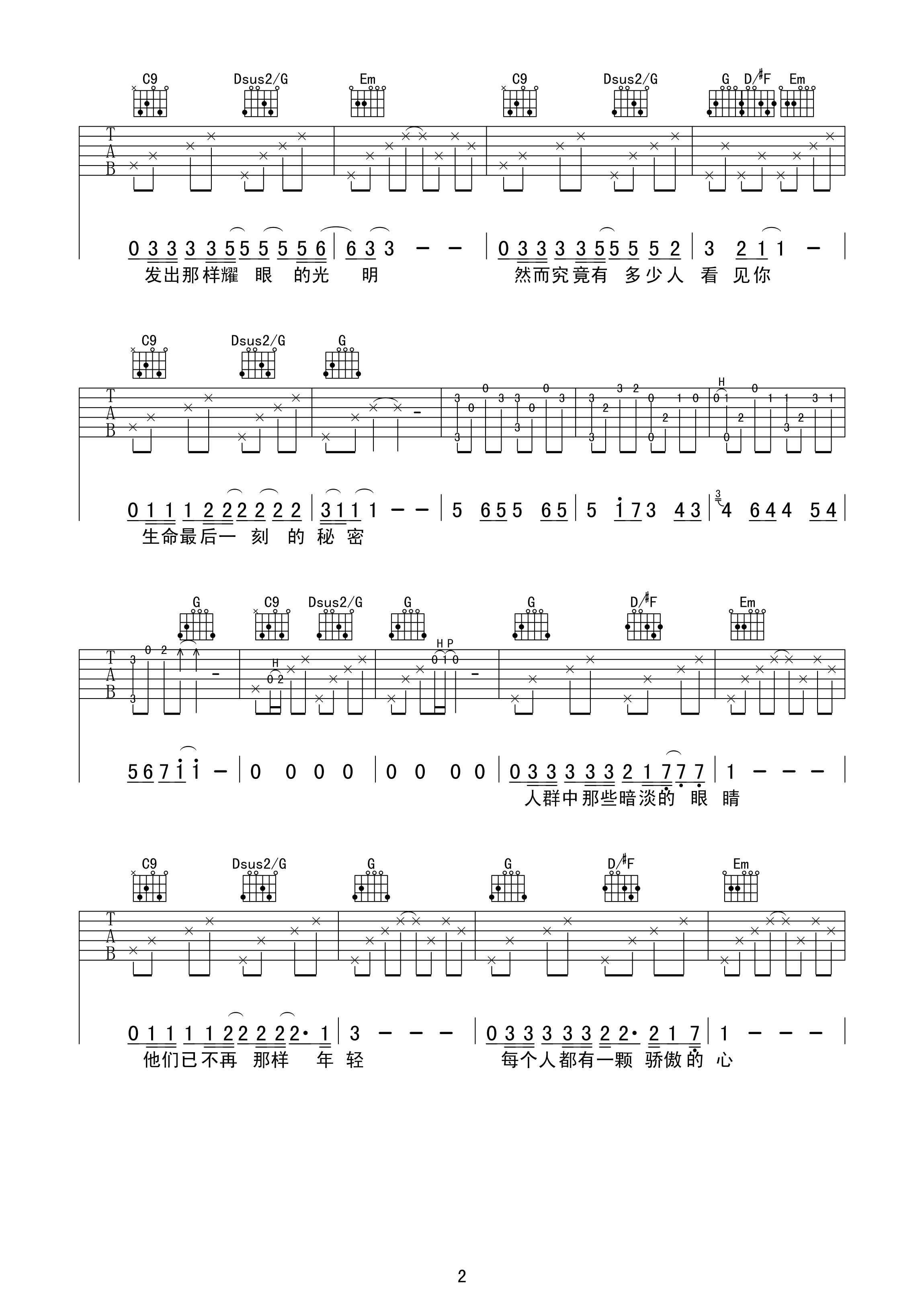 每个人都是一颗流星吉他谱 G调高清版_快马飞刀编配_小魏 每个人都是一颗流星吉他谱 G调高清版_快马飞刀编配_小魏
