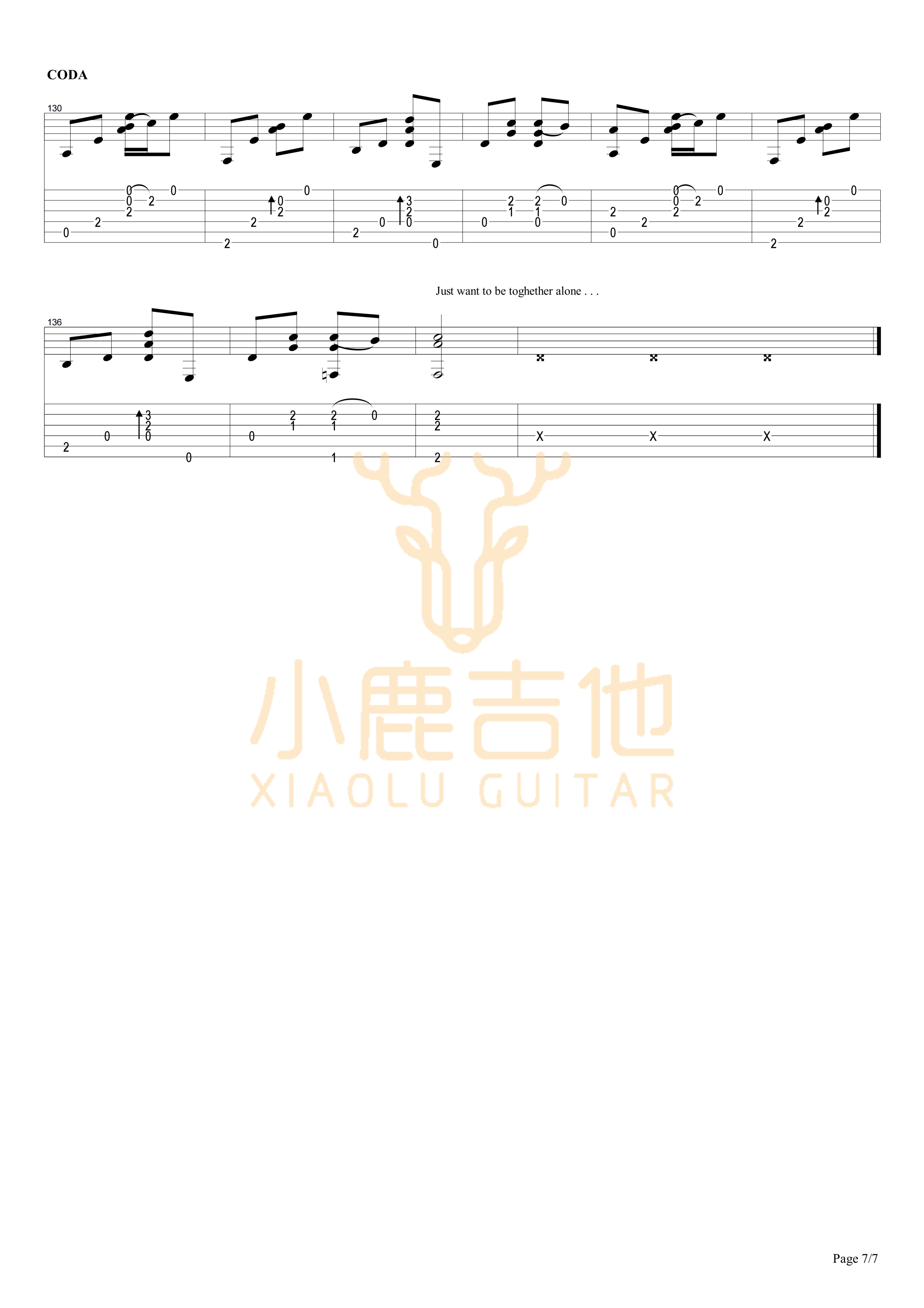 TOGETHER ALONE-Tommy Emmanuel指弹吉他谱(小鹿吉他) TOGETHER ALONE-Tommy Emmanuel指弹吉他谱(小鹿吉他)
