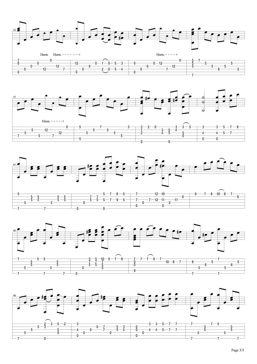 vincent指弹谱 原调六线谱_搜谱网编配_Chet Atkins vincent指弹谱 原调六线谱_搜谱网编配_Chet Atkins