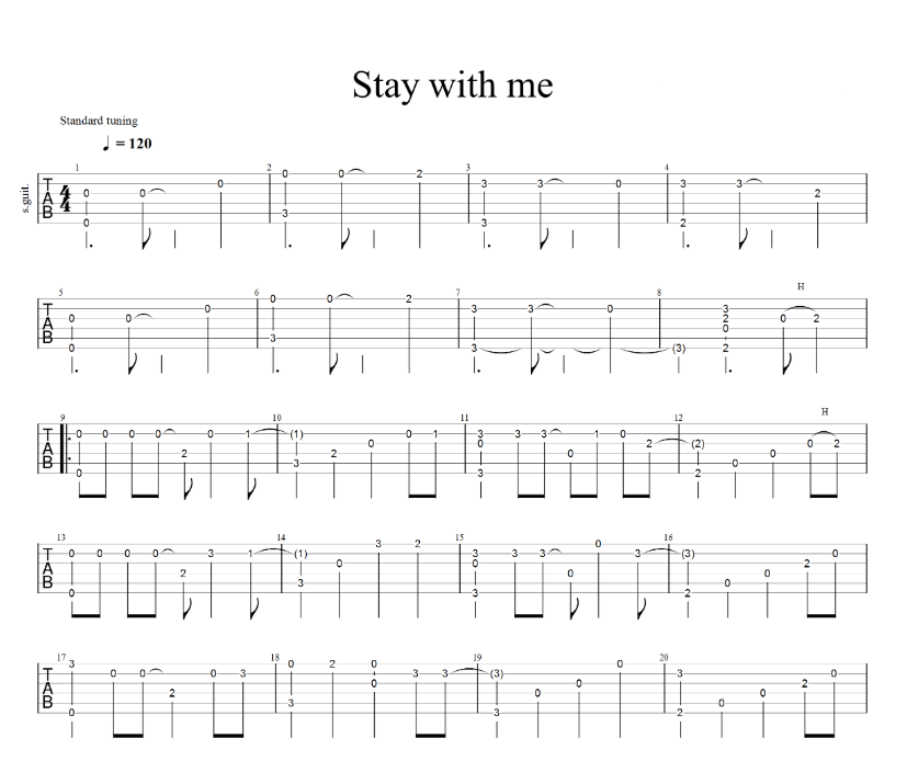 stay me with指弹谱 六线谱_原版_灿烈、Punch stay me with指弹谱 六线谱_原版_灿烈、Punch