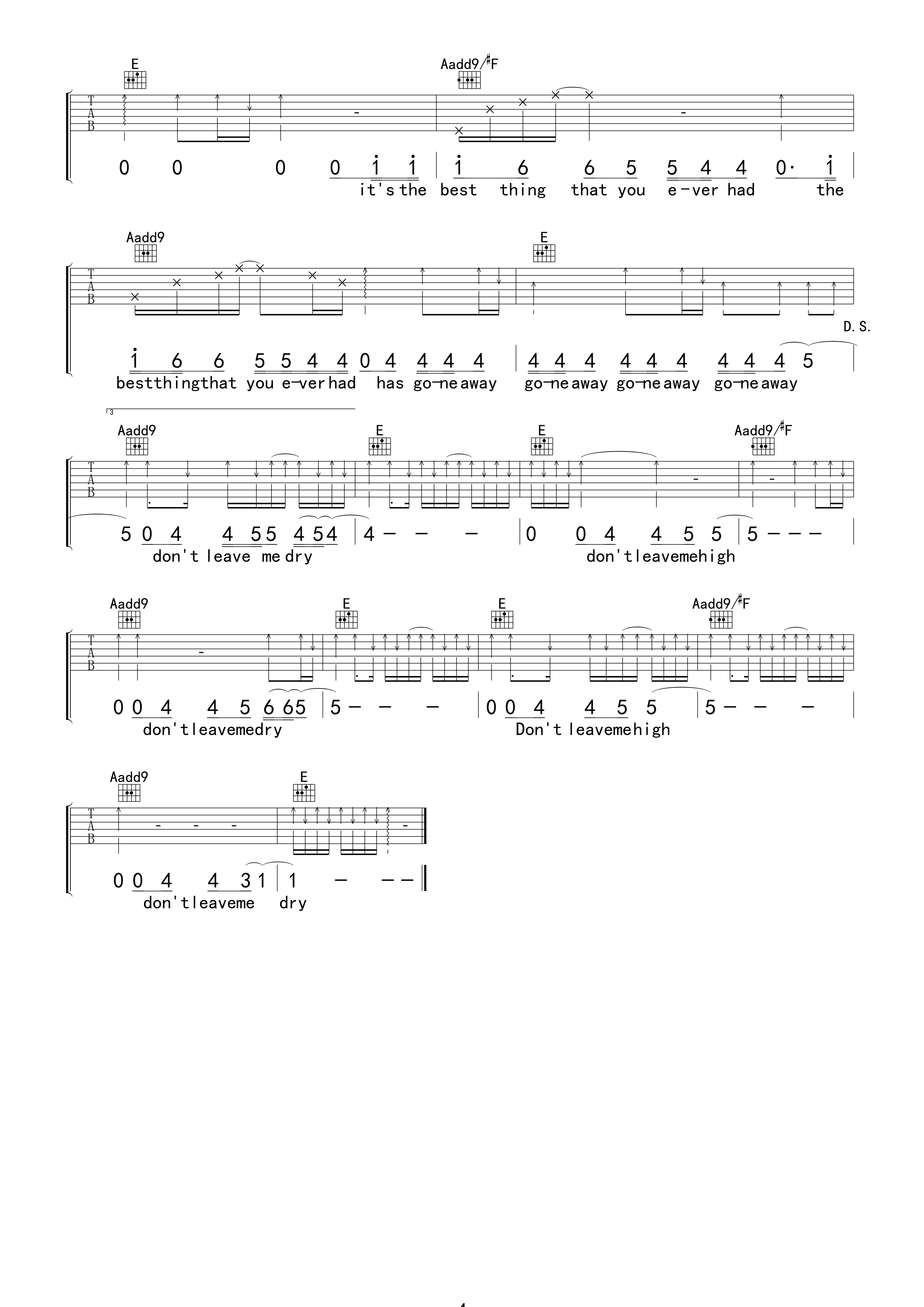 High and Dry吉他谱 E调高清版_卢海江编配_Radiohead High and Dry吉他谱 E调高清版_卢海江编配_Radiohead