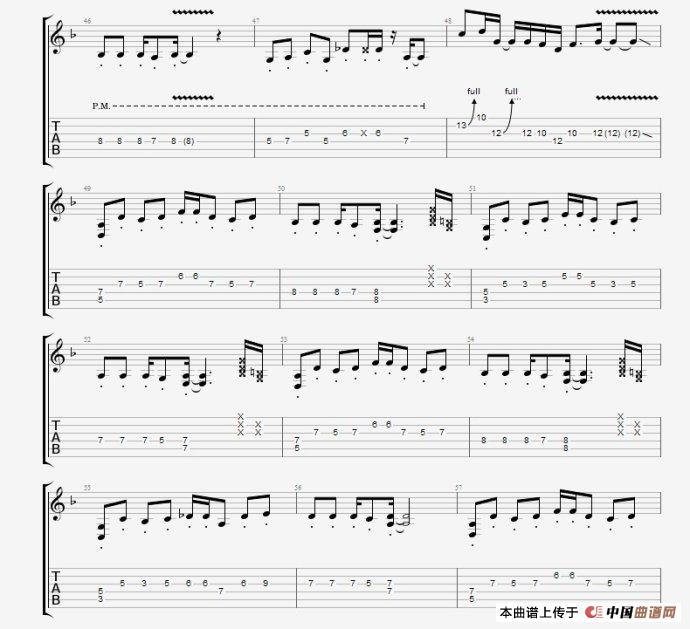 孤独啊指弹谱 原调六线谱_中国曲谱网编配_CNBLUE 孤独啊指弹谱 原调六线谱_中国曲谱网编配_CNBLUE