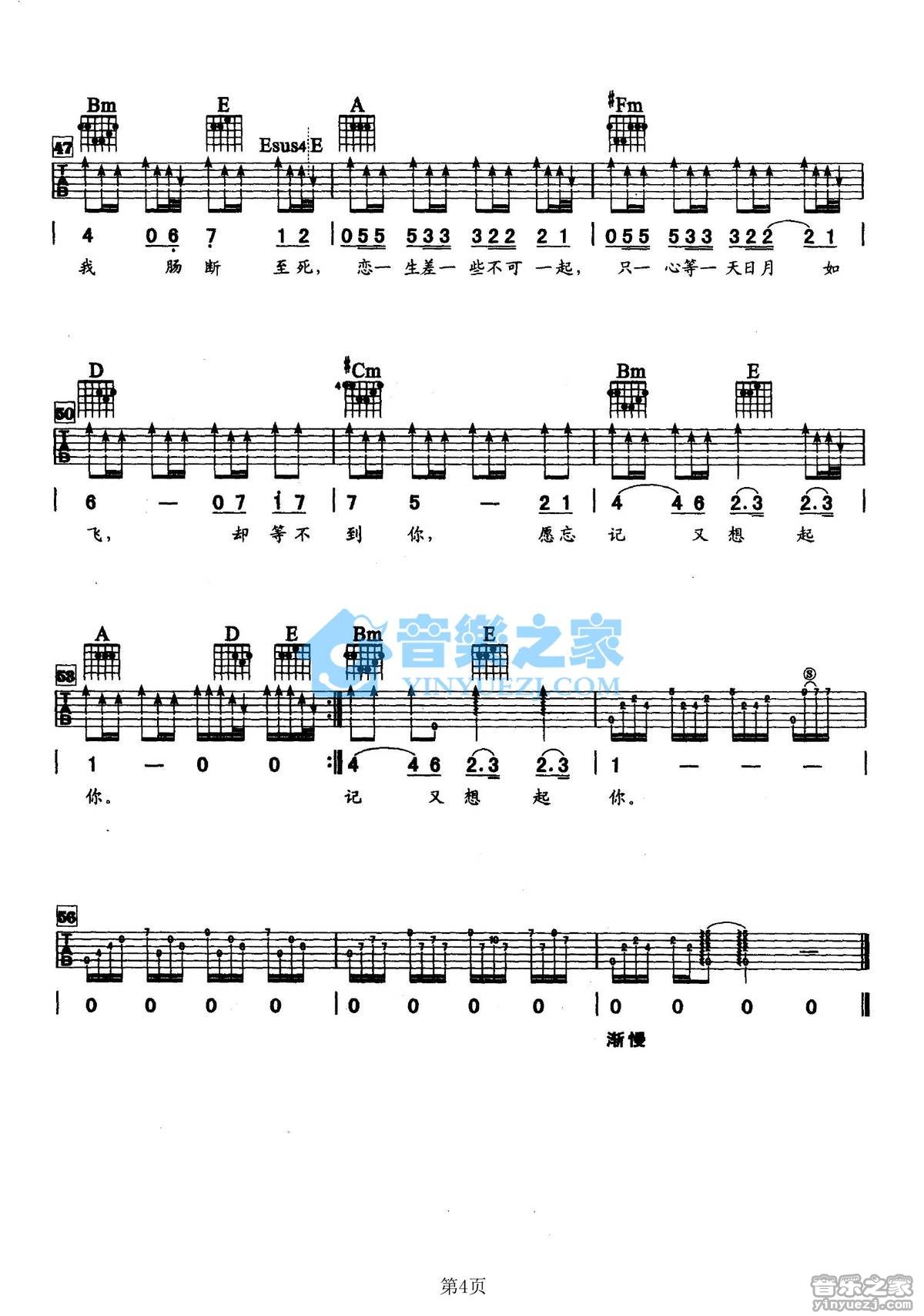 怎么舍得你吉他谱 A调_音乐之家编配_张学友 怎么舍得你吉他谱 A调_音乐之家编配_张学友