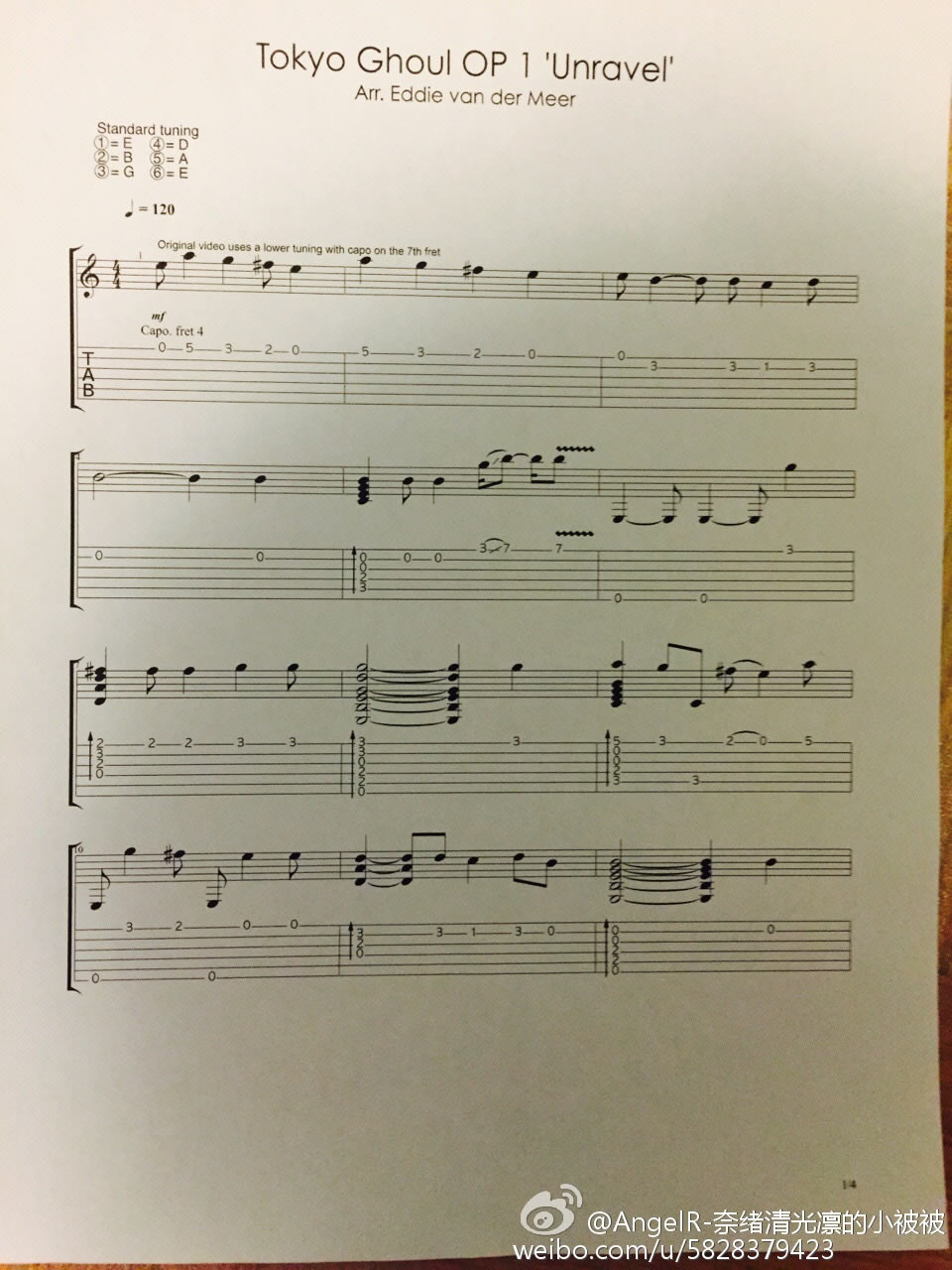 东京食尸鬼主题曲指弹吉他谱 G调_编配_东京喰种 东京食尸鬼主题曲指弹吉他谱 G调_编配_东京喰种