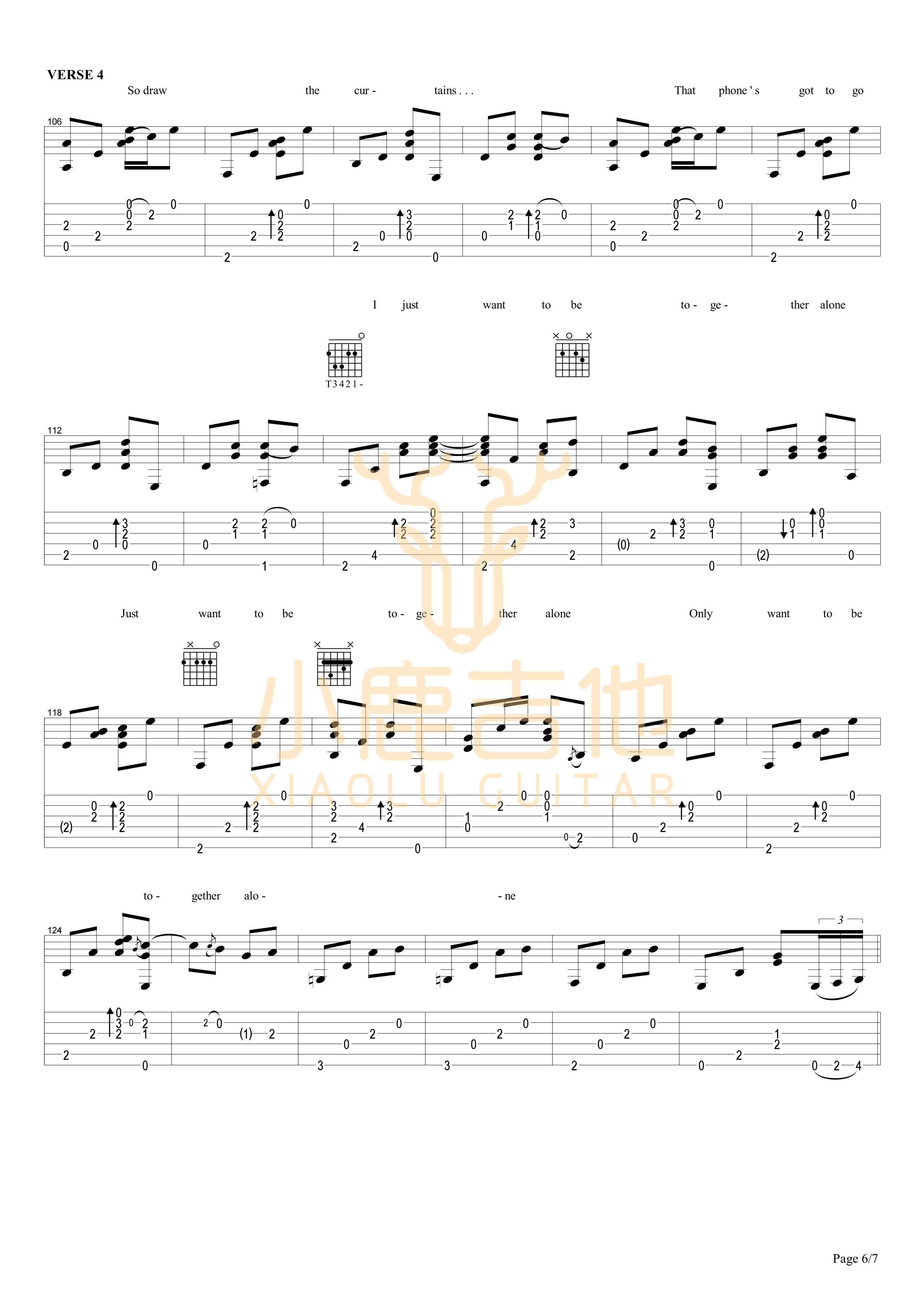 TOGETHER ALONE-Tommy Emmanuel指弹吉他谱(小鹿吉他) TOGETHER ALONE-Tommy Emmanuel指弹吉他谱(小鹿吉他)