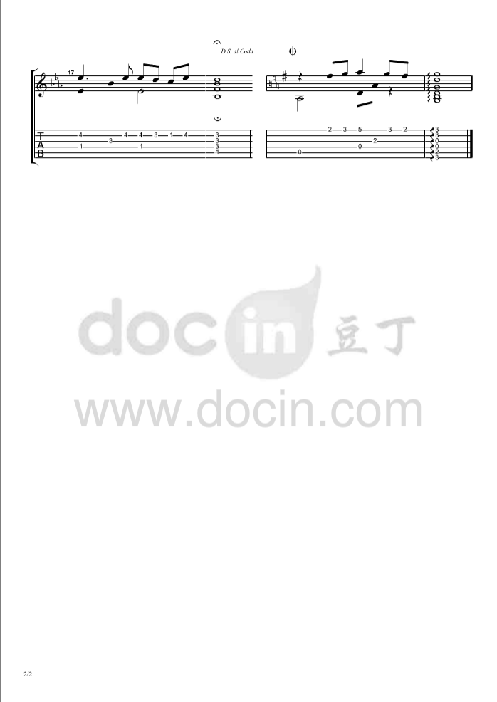 亲情指弹谱 原调六线谱_豆丁网编配_罗文 亲情指弹谱 原调六线谱_豆丁网编配_罗文