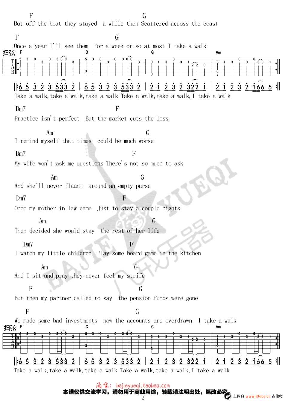 Take A Walk吉他谱 C调_八戒乐器编配_passion pit Take A Walk吉他谱 C调_八戒乐器编配_passion pit