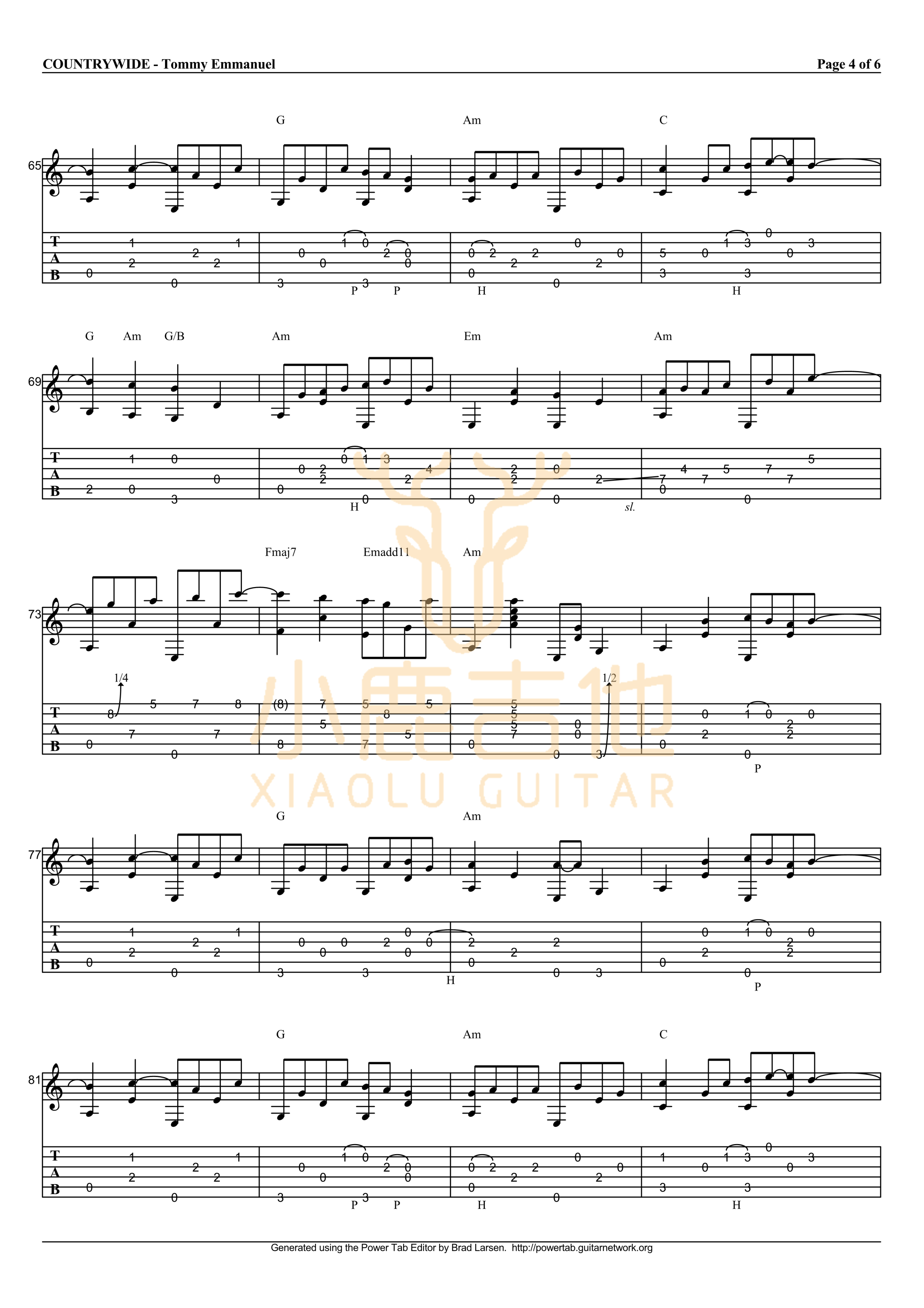 Countrywide-Tommy Emmanuel指弹吉他谱_小鹿吉他 Countrywide-Tommy Emmanuel指弹吉他谱_小鹿吉他