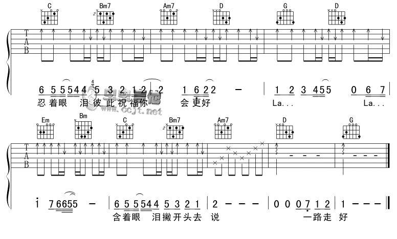 分手的拥抱吉他谱 G调附前奏_编配_青蛙乐队