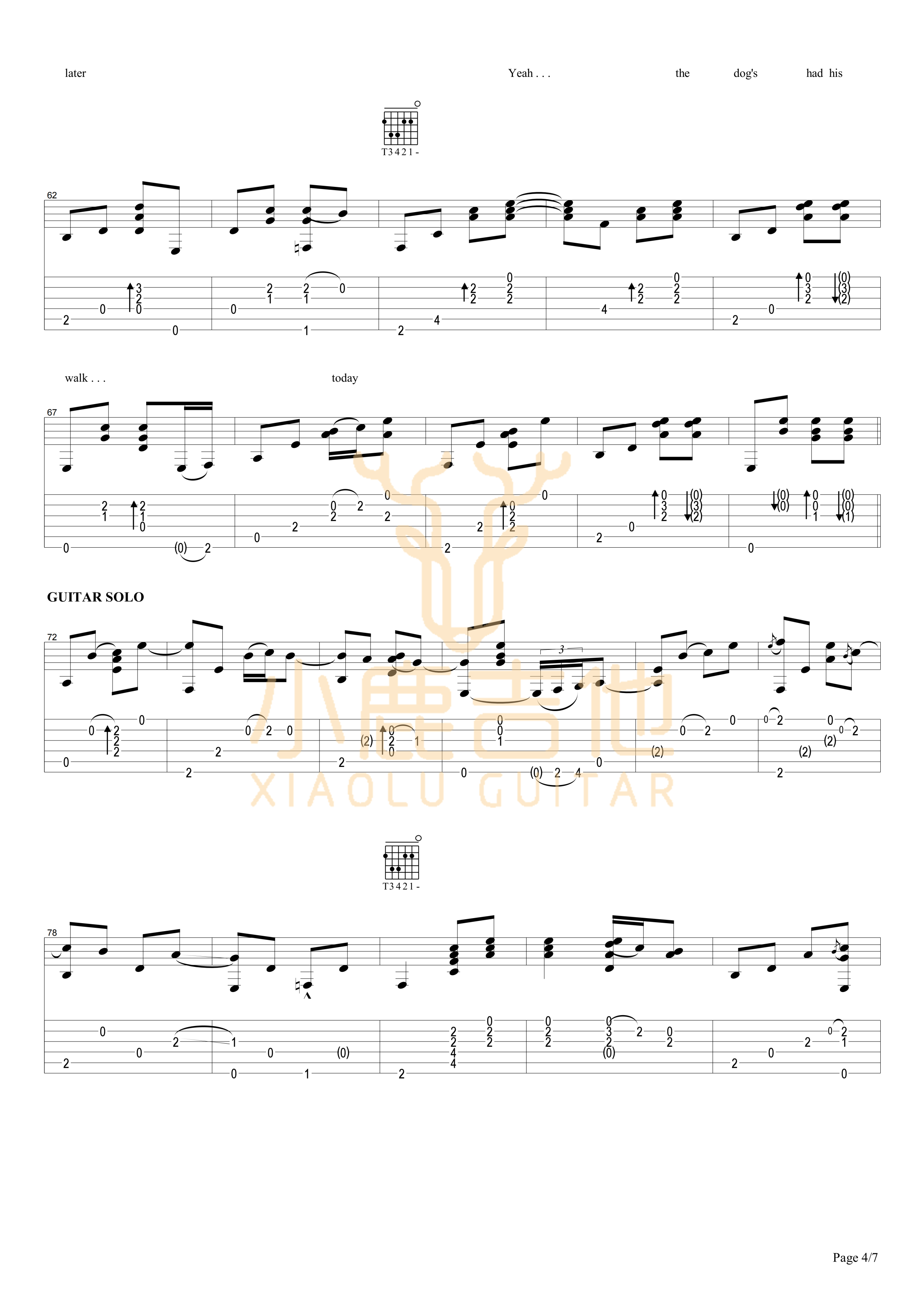 TOGETHER ALONE-Tommy Emmanuel指弹吉他谱(小鹿吉他) TOGETHER ALONE-Tommy Emmanuel指弹吉他谱(小鹿吉他)