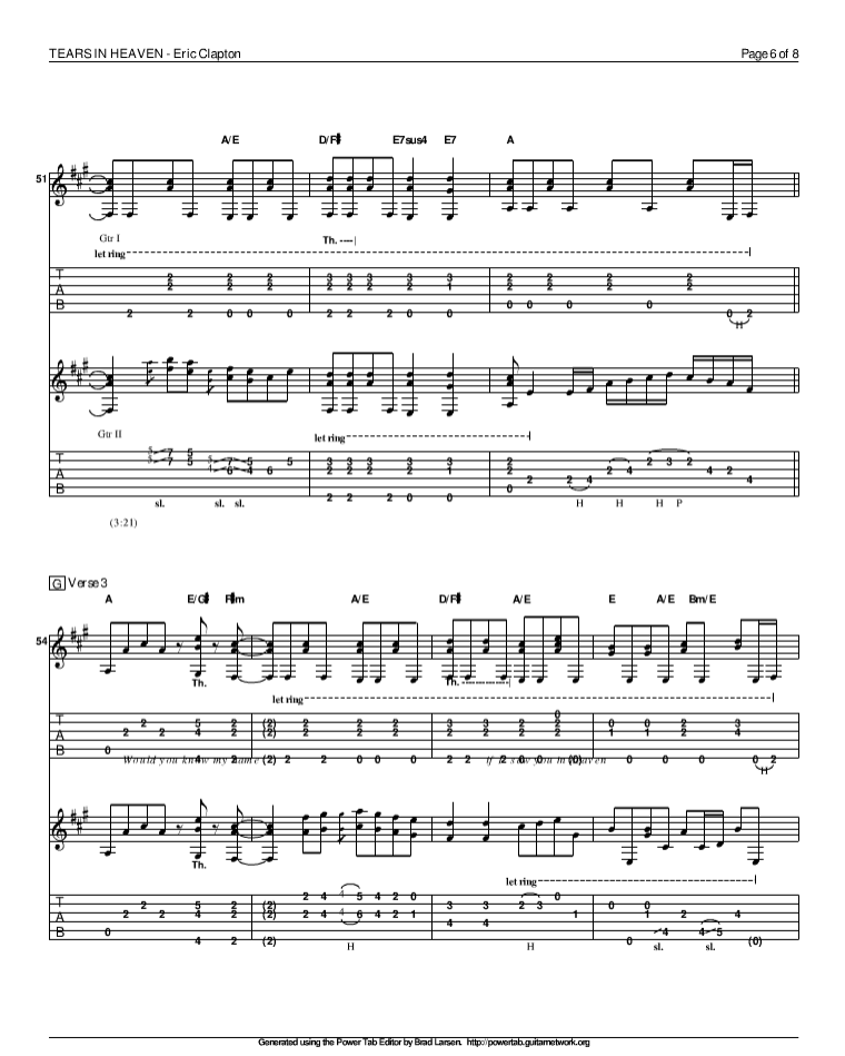 泪洒天堂指弹谱 原调六线谱_精选版_Eric Clapton