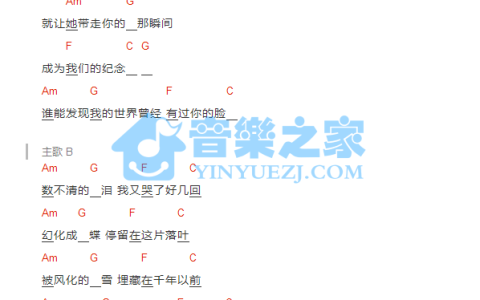 我们的纪念吉他谱 C调和弦谱_音乐之家编配_李雅薇