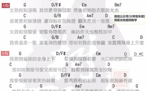 女孩你知道吗吉他谱 G调附视频_大树音乐屋编配_谢和弦