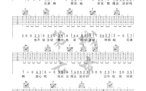 兄弟想你了吉他谱 C调 潇公子（刘潇）第七城市编配版本