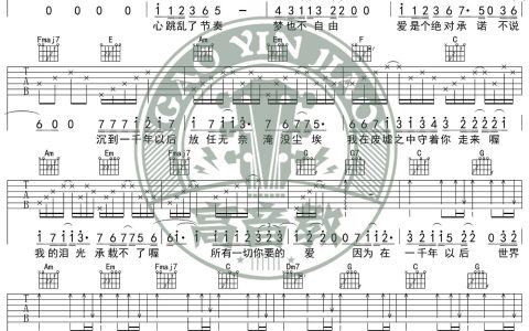 一千年以后吉他谱 C调入门版_高音教编配_林俊杰