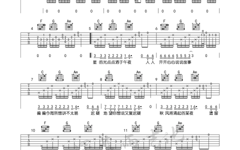 爱的故事上集吉他谱 F调精选版_深蓝雨吉他编配_孙耀威