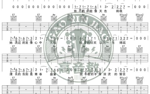 致青春吉他谱 C调精选版_高音教编配_王菲