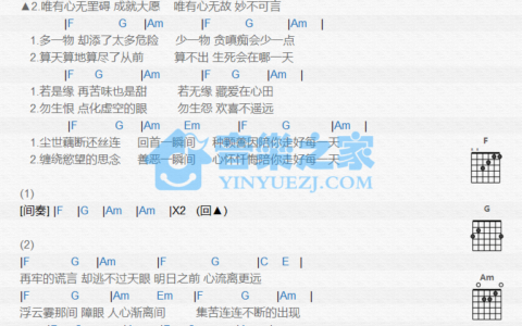 悟吉他谱 C调和弦谱_音乐之家编配_刘德华
