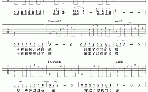 三峰吉他谱 A调六线谱_杨鑫编配_布衣乐队