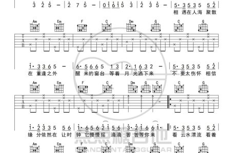 不是因为寂寞才想你吉他谱 C调高清版_点点糖吉他编配_TRY