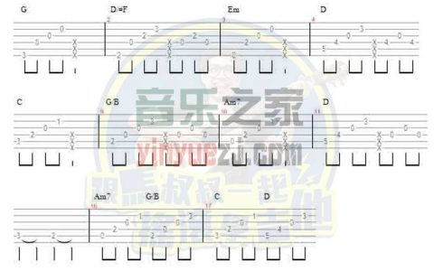 慢慢等吉他谱 G调六线谱_音乐之家编配_韦礼安