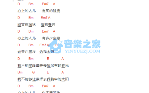 永远的微笑吉他谱 D调和弦谱_音乐之家编配_周旋