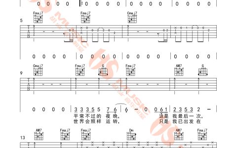 遗书吉他谱 C调附前奏_胡sir音乐教室编配_蔡健雅