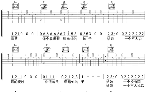 你飞去了大海那头吉他谱 C调高清版_琴艺谱编配_郑小辫儿