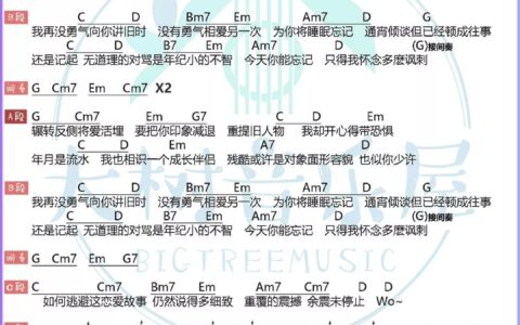 到此为止吉他谱 A调_大树音乐屋编配_周柏豪